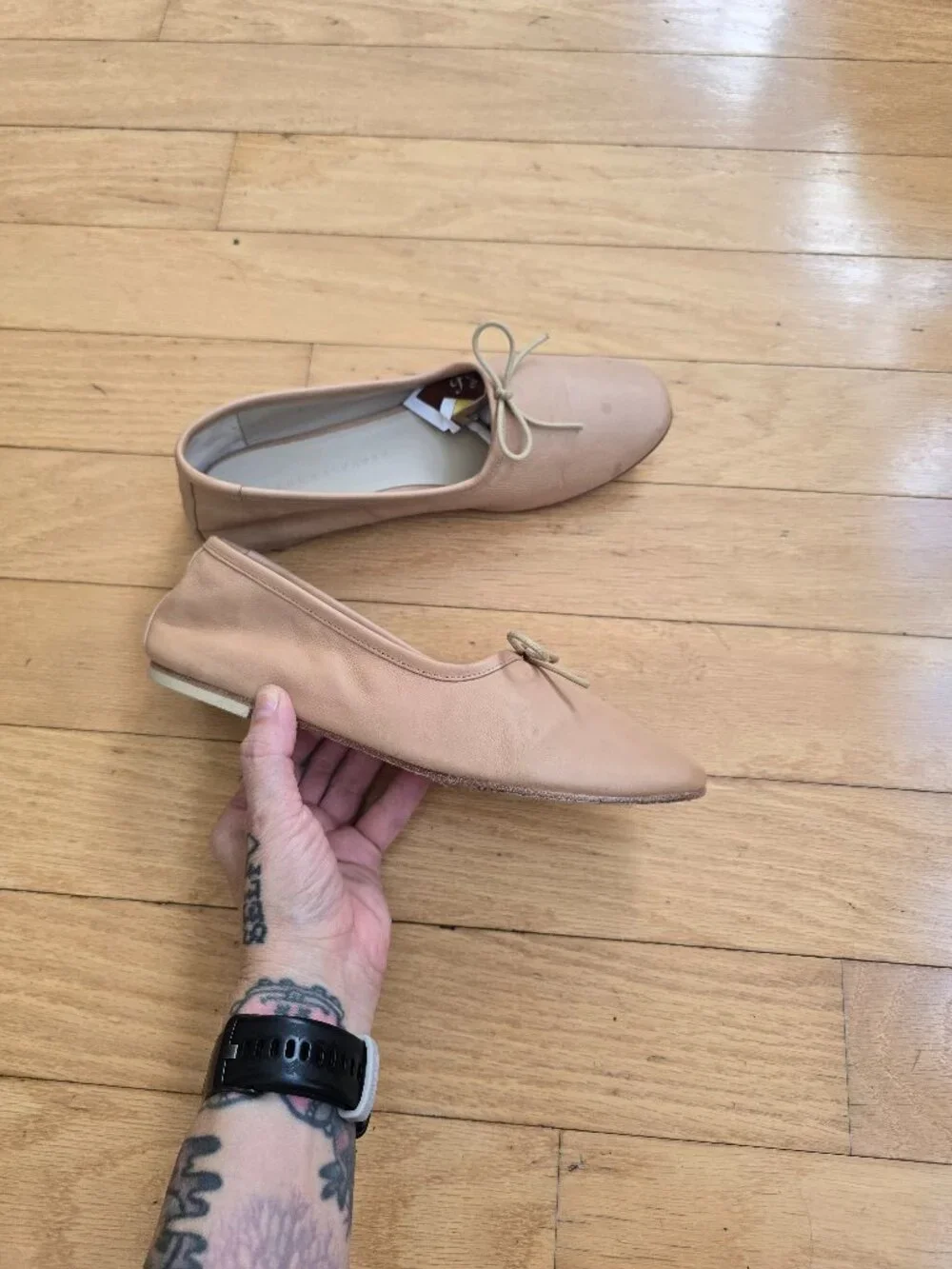 Freda Salvador | Roma Tan Monochrome Leather Bow Round Toe Ballet Flats | WMS 7